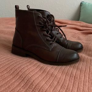 Brown Lace Up Booties